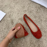 Retro Ultra-soft Women Shoes Spring Bow Red Flat Sole Single Shoe Leisure Leather Ballet MartLion   