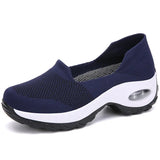 Sneakers Women Running Shoes Platform Breathable Mesh Slip-On Shoes Light Sports Shoes Cushion MartLion Dark Blue 35 