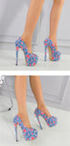 Liyke Blue Denim Women High Heels Shoes Female Thick Bottom Open Toe Platform Pumps Stiletto Sandals Mart Lion   