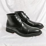 Leather Men Boots Solid  Pointed Toes Dress Leather Boots MartLion   