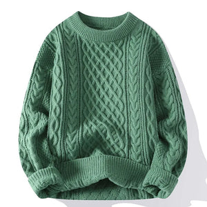 Men's Knitted Sweatshirts Crewneck Sweater Pullover Jumpers Green Clothing Autumn Winter Tops MartLion Green M 