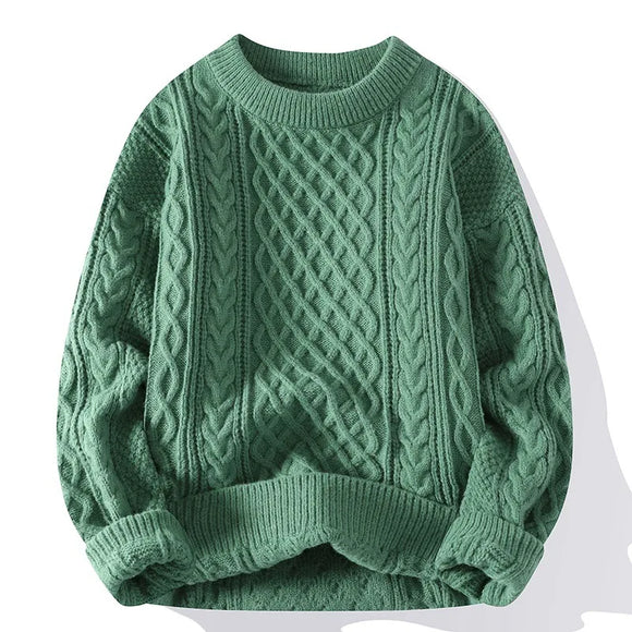 Men's Knitted Sweatshirts Crewneck Sweater Pullover Jumpers Green Clothing Autumn Winter Tops MartLion Green M 