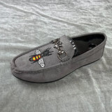 Red Embroidered Shoes Men's Breathable Loafers Flats Slip-on Casual Zapatos Hombre MartLion gray Q095 38 