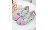 Girls Leather Shoes Princess Children round-Toe Soft-Sole Big girls High Heel Princess Crystal Single MartLion   