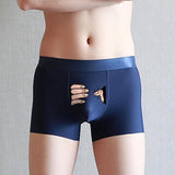 Funny Men's Boxer Panties Summer Ice Silk Underpants Breathable Briefs Bog Quick-Drying Boxershorts Cartoon Underwear Mart Lion dark blue 2XL 