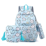 Korean fresh teddy bear printed women's cartoon school bags for teenage girls Student Mochila sac MartLion blue  
