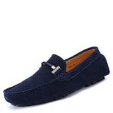Genuine Leather Men's Loafers Casual Shoes Boat Driving Walking Casual Loafers Handmade Mart Lion Dark blue 41 