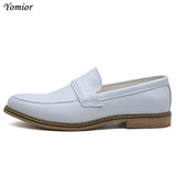 Leather Shoes Men's Formal Office Suit White Dress Loafers Wedding Footwear Oxfords Pointed Toe Mart Lion   