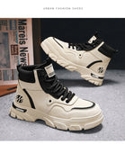 White Winter Work Short Boots for Men British  Motorcycle Boots Outdoor Sports Casual Shoes