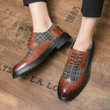 Classic Genuine Leather Men's Brogue Shoes Lace-up Dress Shoes Low zapatos hombre vestir MartLion   