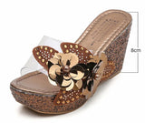 Platform Slippers Wedge Slides Women Summer Shoes Beach Sandals With Heels Pearl Flower MartLion   