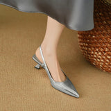 Women's Hollow Sandals Stiletto Heels Pointed Toe Slant Heels High Heels Party Banquet Wedding MartLion   