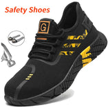 Work Sneakers Men's Safety Shoes Construction Steel Toe Work Shoes Safety Boots Anti-Puncture Working Summer Kevlar MartLion   