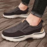 Leather Men's Casual Shoes Brown Black Slip On Sneakers Outdoor Jogging Lightweight Running Sport Mart Lion   