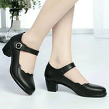 Women Casual Black Patent Leather Buckle Strap High Shoes Lady Summer Red Heel Pumps MartLion Black 40