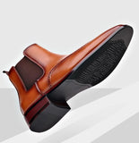 Men's Classic Retro Chelsea Boots Brogue Leather Ankle British Style Short Casual Shoes MartLion   