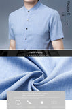 Men's Short-sleeved Seasonal Shirt with Stand Collar Linen Casual Daily Large Pocket Stand Collar Half Sleeve Shirt MartLion   