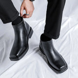 Designer Chelsea Boots Men's Leather Shoes British Style Side Zipper Low Top Casual Platform MartLion   