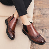 Men's Shoes Slip-on Boots High-top Casual Leather MartLion   