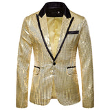 Gold Shiny Men's Jackets Sequins Stylish Dj Club Graduation Solid Suit Stage Party Wedding Outwear Clothes blazers MartLion Gold-3 S CHINA