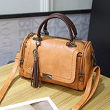 Luxury Woman Bag Ladies Retro PU Leather Bag Female Tassel Zipper Crossbody Bags Travel Shoulder Mart Lion NVBAO76 brown  