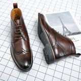 Formal Brogue Men's Boots British Style Oxfords Footwear Ankle Dress Masculina Mart Lion   