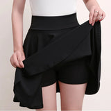 Flared Skirts Women's Basic Shorts Skirt Black Casual Mini Skater Medium Pleated Fluffy Skirt MartLion black 4XL 