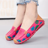 Spring Autumn Women Flats Split Leather Shoes Slip on Ballet Flats Flats Print Moccasins Loafers MartLion   