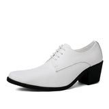 Height Increase 6cm Men's Shoes Formal Career Work High Heels Dress Slip-On Wedding Leather MartLion WHITE 38 