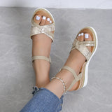 Summer Wedge Sandals for Women Buckle Strap Platform Rome Open Toe Thick Bottom No-Slip MartLion   