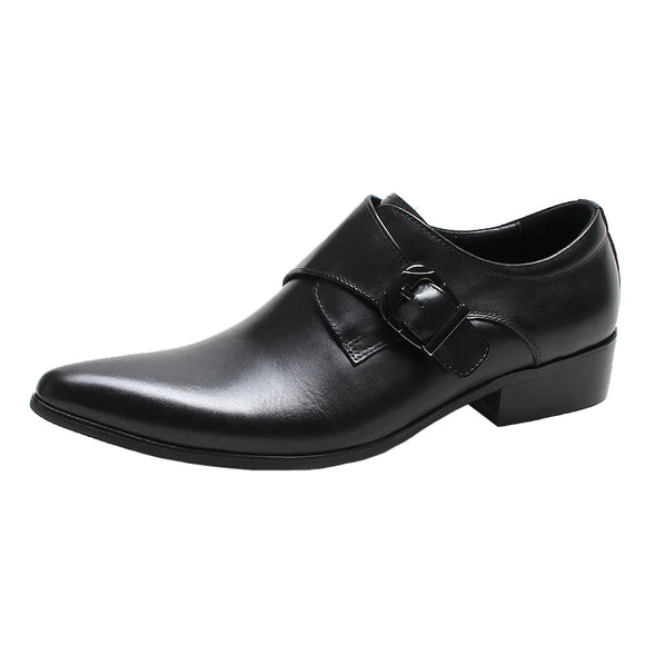 Italian Men's Pointed Toe Loafers Genuine Calf Leather Dress Shoes Men  Casual Buckle Wedding Formal Oxford Shoes MartLion   