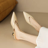 Summer Outside Women Slippers Shoes Point Toe Concise Modern Chunky Heel Mules Solid MartLion   