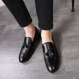 Men's Casual Leather Shoes Driving Loafers Light Moccasins Trendy Tassels Party Wedding Flats Mart Lion Black 38 China