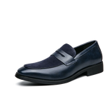 Men's Suede Loafers Casual Shoes Designer Patchwork Suede Dress MartLion Navy blue 38 