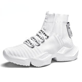 Men's Vintage Socks Sneakers High Top Platform Shoes Breathable Platform Casual Zapatos De Hombre Mart Lion White 39 