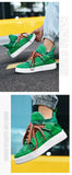 Harajuku Style Green Casual Sneakers Men's Breathable Platform Sneakers Flat Designer Sneakers basket homme MartLion   