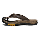 Golden Sapling Men's Slippers Summer Shoes Genuine Leather Flip Flops Casual Beach Leisure Slides MartLion Dark Brown 23 39 
