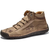 Lightweight Waterproof Flat Leather Boots Casual Shoes MartLion Khaki US 8(EUR 41) 