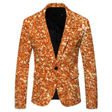 3D Sequin Embellished Jacket Men's Nightclub Prom Suit Coats Homme Stage Clothes For singers blazers MartLion Orange S United States