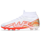 Men's Soccer Shoes Children‘s Football Boots TF FG Outdoor Grass Anti-Slip Soccer Sneakers MartLion BBN-2315-C-White 33 