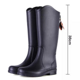 Rubber Rain boots Women Rain Boots PVC Slip-on Rubber Women Shoes Waterproof Non-slip Wear-resistant Water MartLion black-high 36 