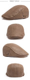 Men's PU Leather Beret Autumn Winter Visor Flat Cap Thicken Warm Hat Berets Vintage England Newsboy Caps MartLion   