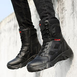 Men's Tactical Military Boots Casual Shoes Leather Army Motorcycle Ankle Combat Black Militares Hombre Mart Lion   