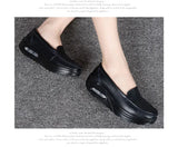 Women's shoes Spring autumn leather soft-soled work women black thick-soled cushion wedge single professional MartLion   
