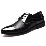 Men's Flat Classic Dress Shoes Genuine Leather Wingtip Carved Italian Formal Oxford For Winter Pu Dress MartLion Black 6 