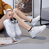 Women's High-top Breathable Sneakers Trend White Flat Casual Sports Designer Running Shoes Tennis MartLion   