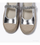 Station Silver Versatile Diamond Mary Jane Shoes Thick Sole Fisherman Baotou Half MartLion   