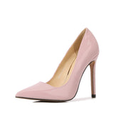 Women Pointed Toe Pumps Patent Leather Dress Red 11CM High Heels Boat Shoes Mart Lion Nude pink 35 