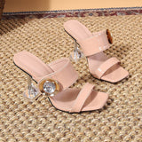 Liyke Transparent Heels 9CM Slippers Outdoor Metal Crystal Buckle Designer Sandal Women Slides Party Dress Shoes Mart Lion   