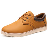 Men's Leather Casual Shoes Flat Trendy Sneaker Oxfords Zapatillas Mart Lion Yellow 39 